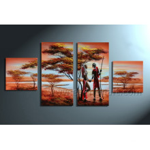 Peinture à l&#39;huile de couple africain sur toile (AR-004)